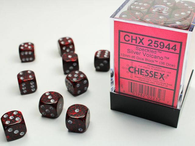 Chessex Speckled Silver Volcano 36x W6 12mm Dice Set 36 rote Würfel