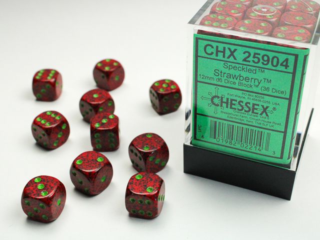 Chessex Speckled Strawberry 36x W6 12mm Dice Set 36 rote Würfel