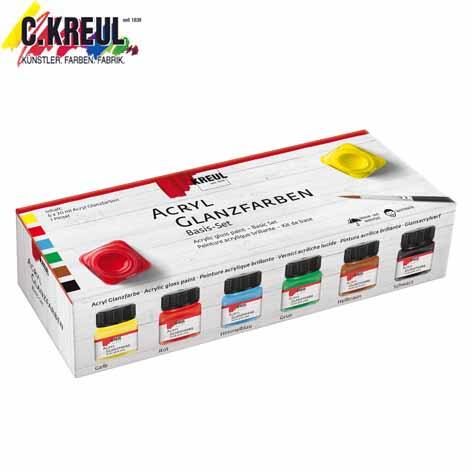 Corvus - Kreul Acrylfarben glänzend 6Farben mit Pinsel Corvus - Kreul Acrylfarben glänzend 6Farben mit Pinsel