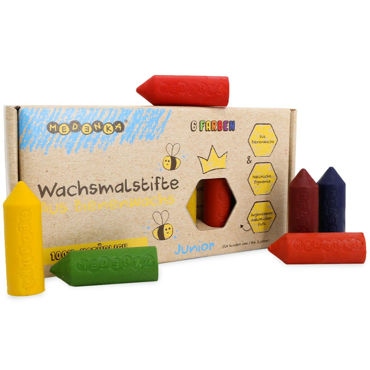 Dicke Wachsmalstifte aus reinem Bienenwachs ab 1 Jahr Dicke Wachsmalstifte aus reinem Bienenwachs ab 1 Jahr