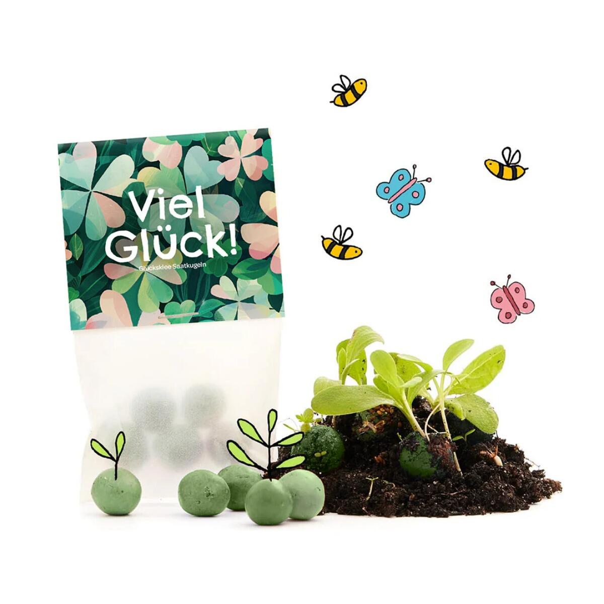 Die Stadtgärtner - Blumenmurmeln - Viel Glück - Glücksklee - 5 Murmel Die Stadtgärtner - Blumenmurmeln - Viel Glück - Glücksklee - 5 Murmel