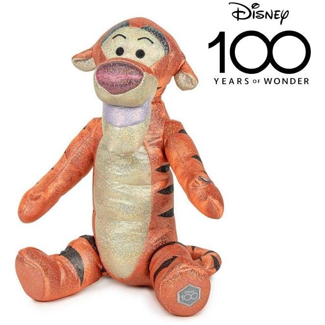 Disney 100th Anniversary die Plüschhelden Tigger, Winnie Pooh, Simba, Dumbo oder Pluto in Glitzer mit Sound 32cm