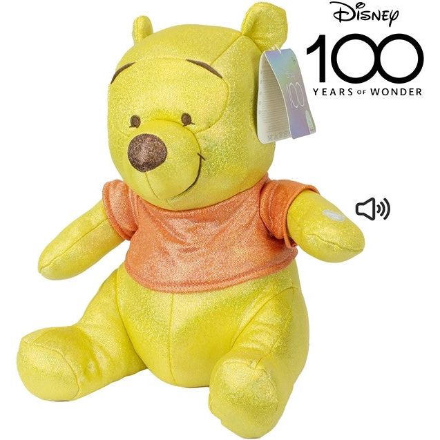 Disney 100th Anniversary die Plüschhelden Tigger, Winnie Pooh, Simba, Dumbo oder Pluto in Glitzer mit Sound 32cm