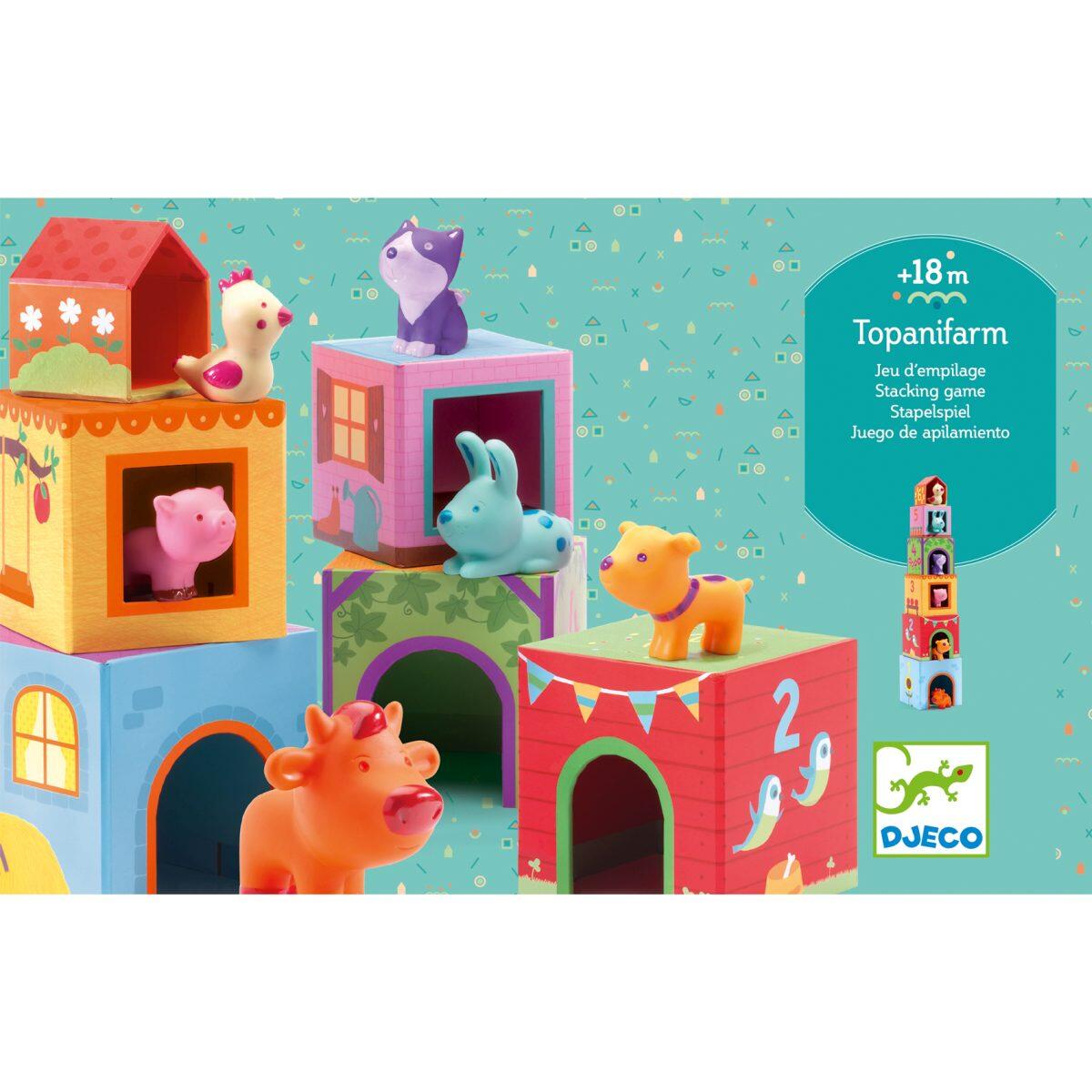 Djeco - Stapelturm Topanifarm 6 Tiere + 6 Blöcke Djeco - Stapelturm Topanifarm 6 Tiere + 6 Blöcke