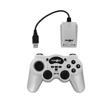 Eaxus Play on Wireless Powershock Controller Gamepad für PC/USB schnurlos, silber