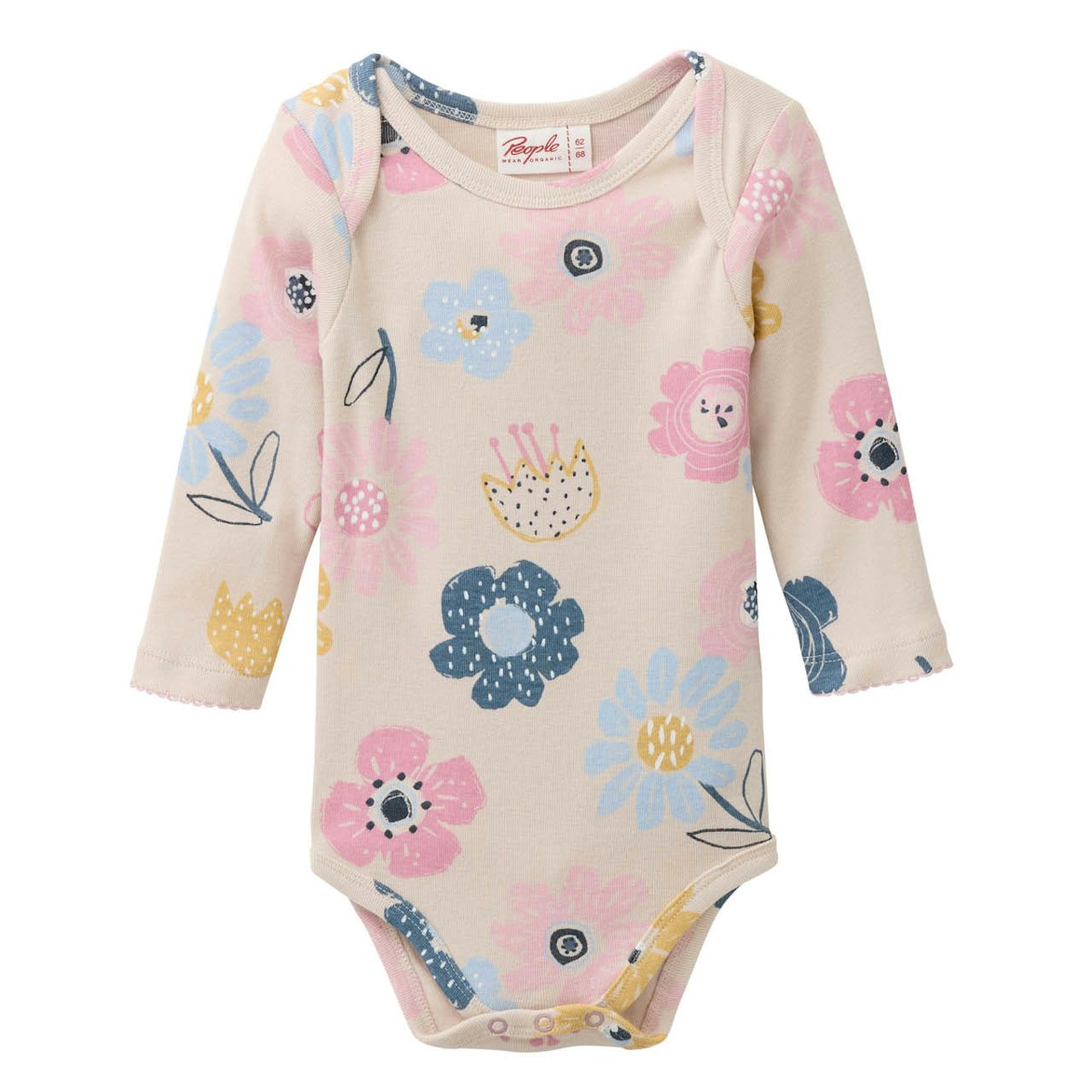 Edler Jersey Langarmbody große Blumen hellbeige 98/104 Edler Jersey Langarmbody große Blumen hellbeige 98/104