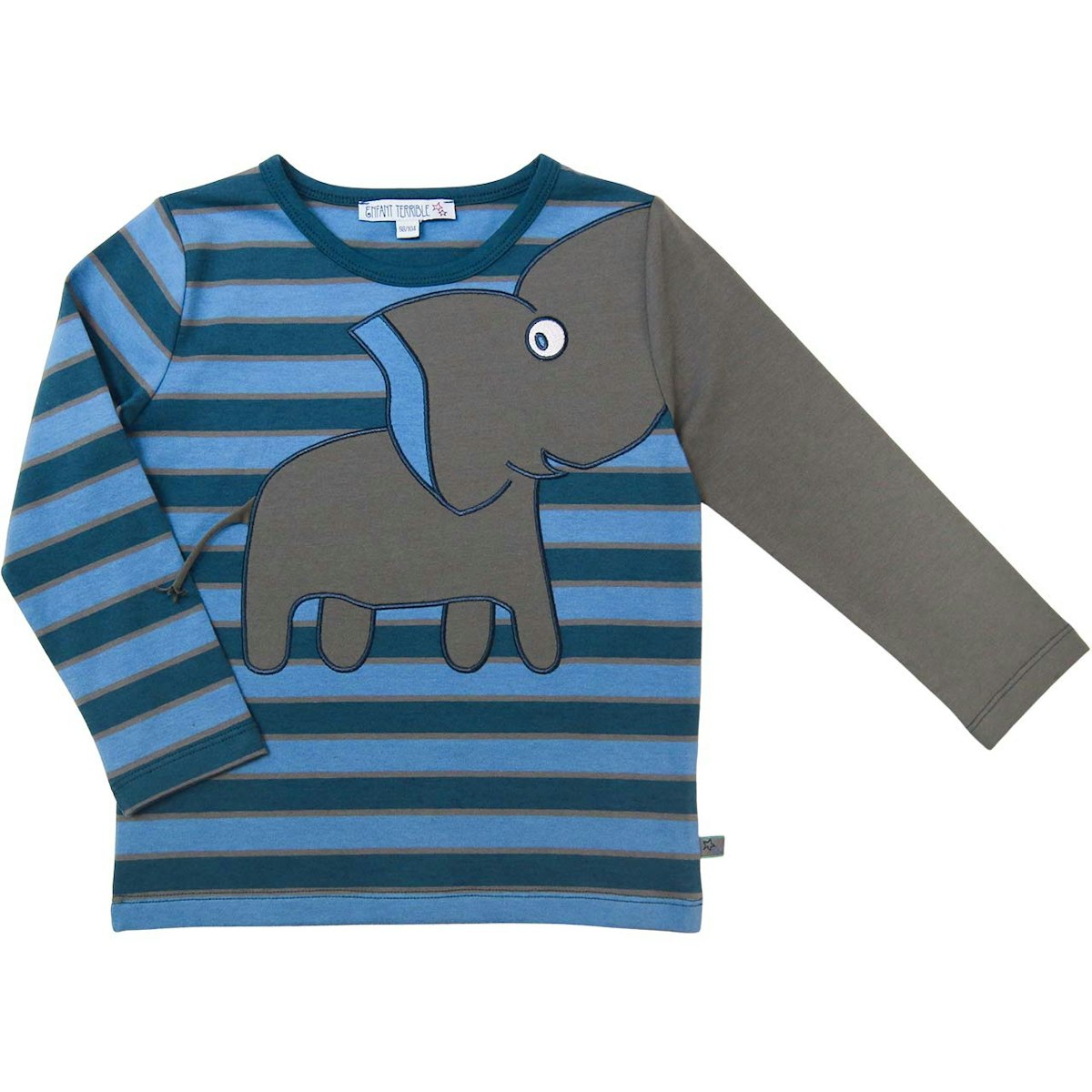 Edles Elefant Langarmshirt Aufnäher Streifen 86/92 Edles Elefant Langarmshirt Aufnäher Streifen 86/92