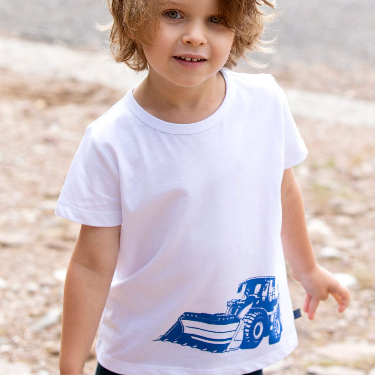 Edles T-Shirt Radlader-Druck weiß 98 Edles T-Shirt Radlader-Druck weiß 98