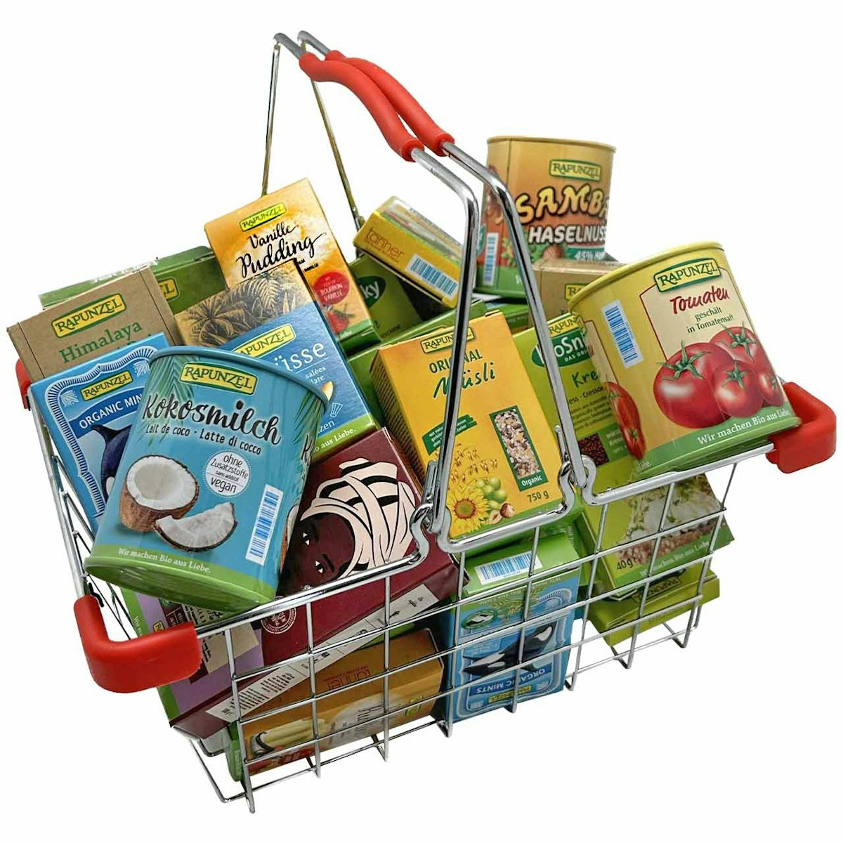 Einkaufskorb mit Bio Produkten Einkaufskorb mit Bio Produkten