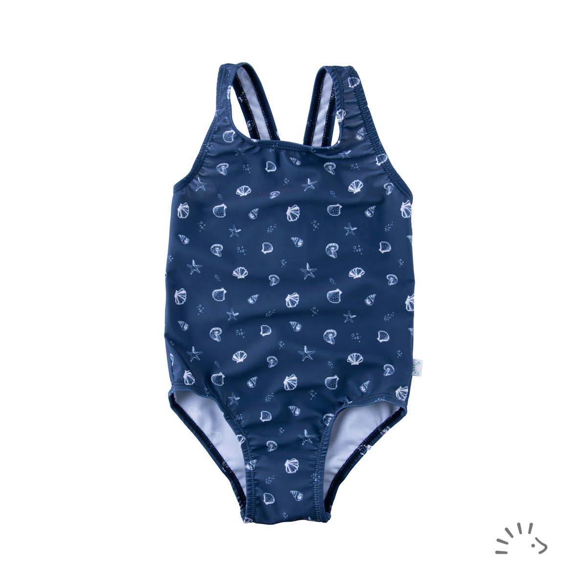 Elastischer Badeanzug Muscheln navy 110/116 Elastischer Badeanzug Muscheln navy 110/116