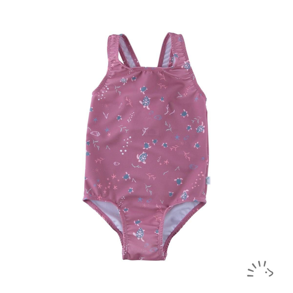 Elastischer Badeanzug Schildkröten mauve 110/116 Elastischer Badeanzug Schildkröten mauve 110/116