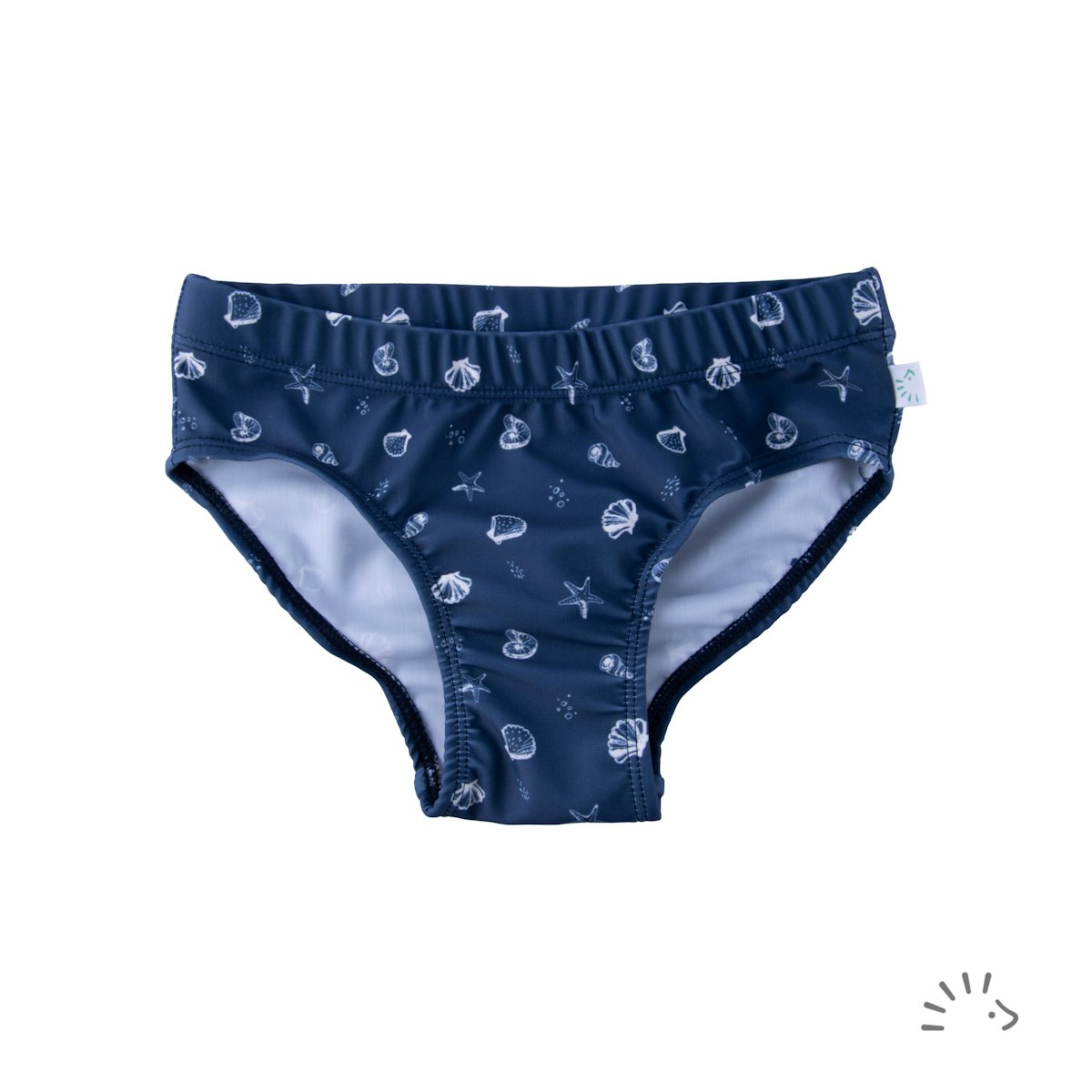 Elastischer Badeslip Muscheln navy 134/140 Elastischer Badeslip Muscheln navy 134/140