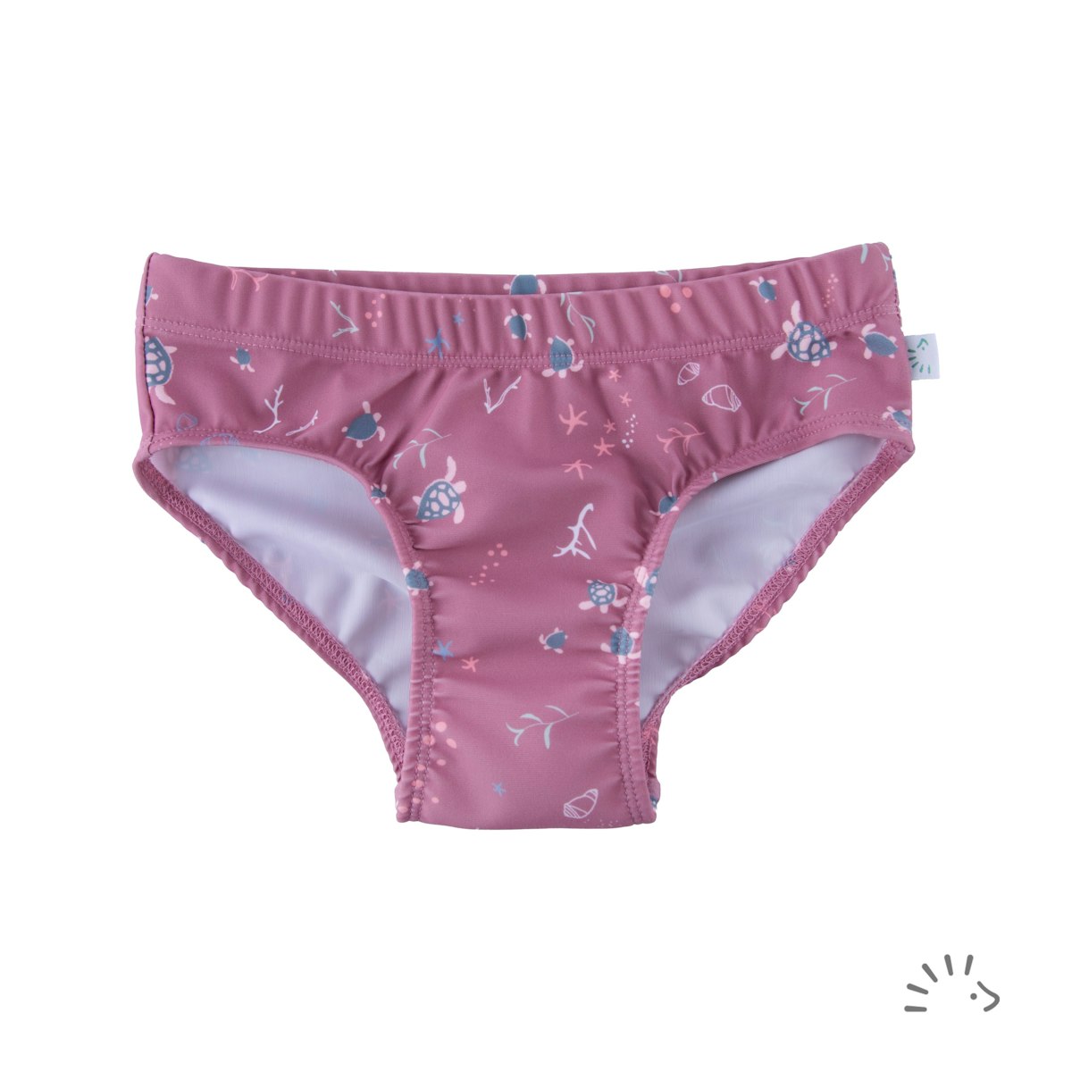 Elastischer Badeslip Schildkröten mauve 134/140 Elastischer Badeslip Schildkröten mauve 134/140