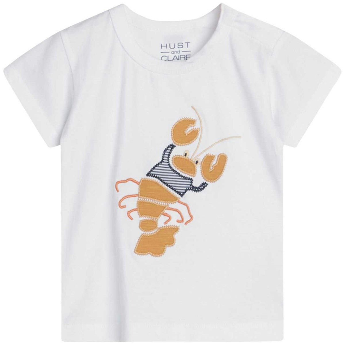 Elastisches Shirt kurzarm Hummer Aufnäher weiß 86 Elastisches Shirt kurzarm Hummer Aufnäher weiß 86