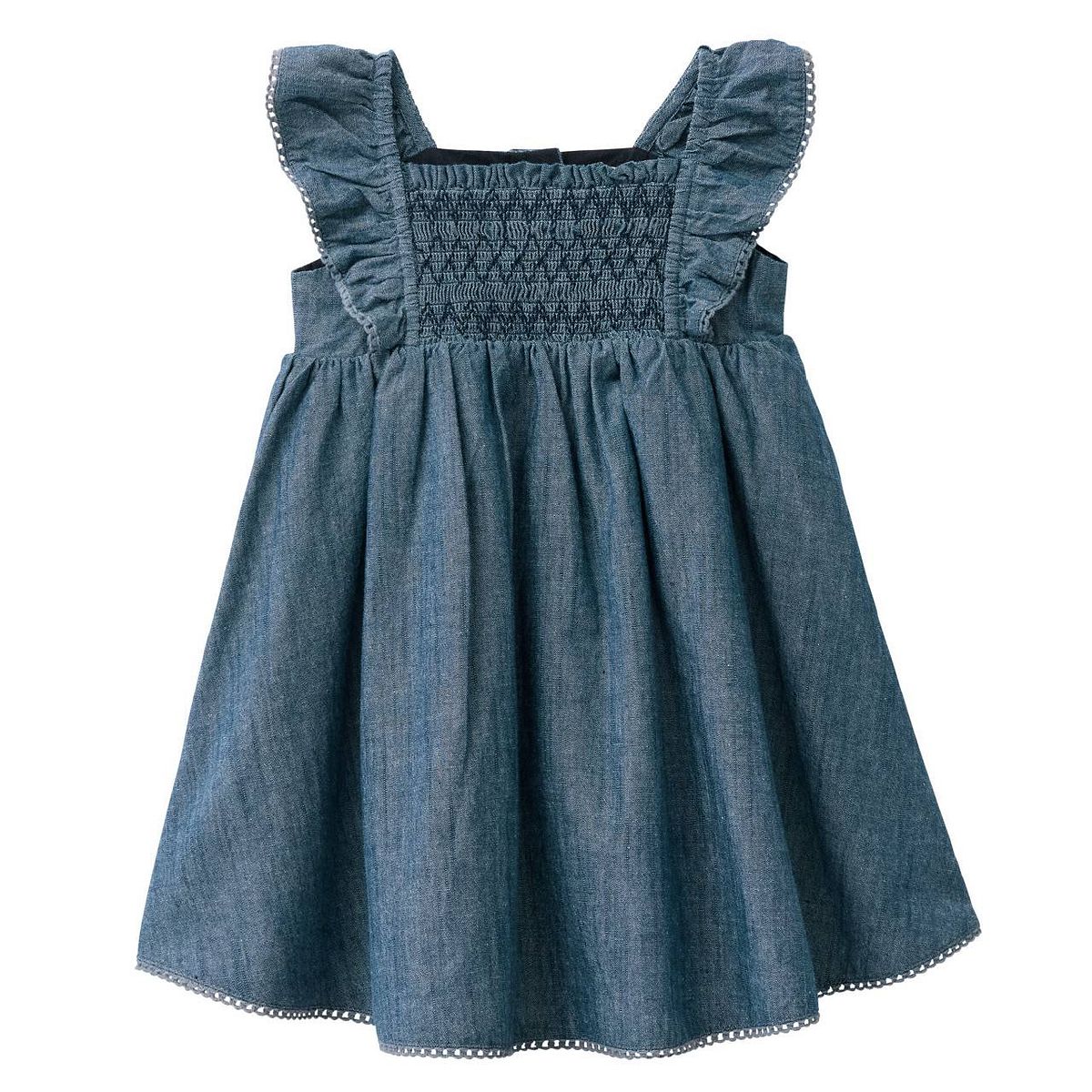 Elegantes Web-Kleid jeansblau melange 104 Elegantes Web-Kleid jeansblau melange 104