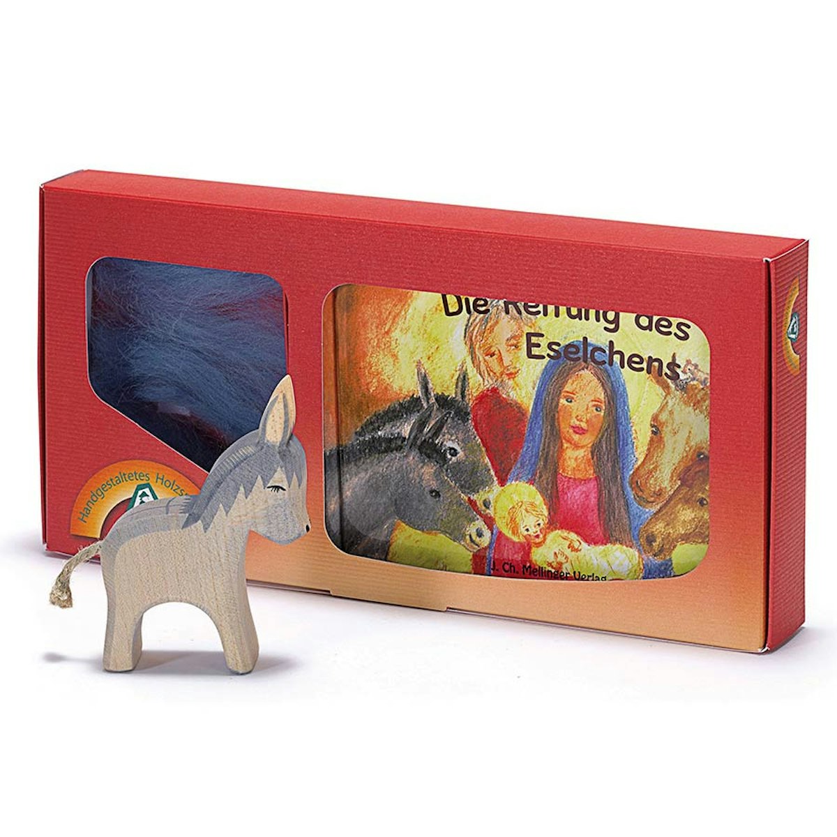 Esel und Buch mit Holzfigur Esel und Buch mit Holzfigur