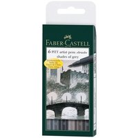 FABER-CASTELL 167104 Pitt Artist Pen Brush Tuschestift, 6er Etui, Shades of grey von Faber Castell