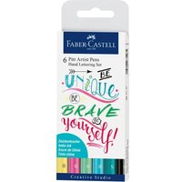 FABER-CASTELL 267116 Pitt Artist Pen Tuschestift, 6er Etui Lettering, Pastelltöne von Faber Castell