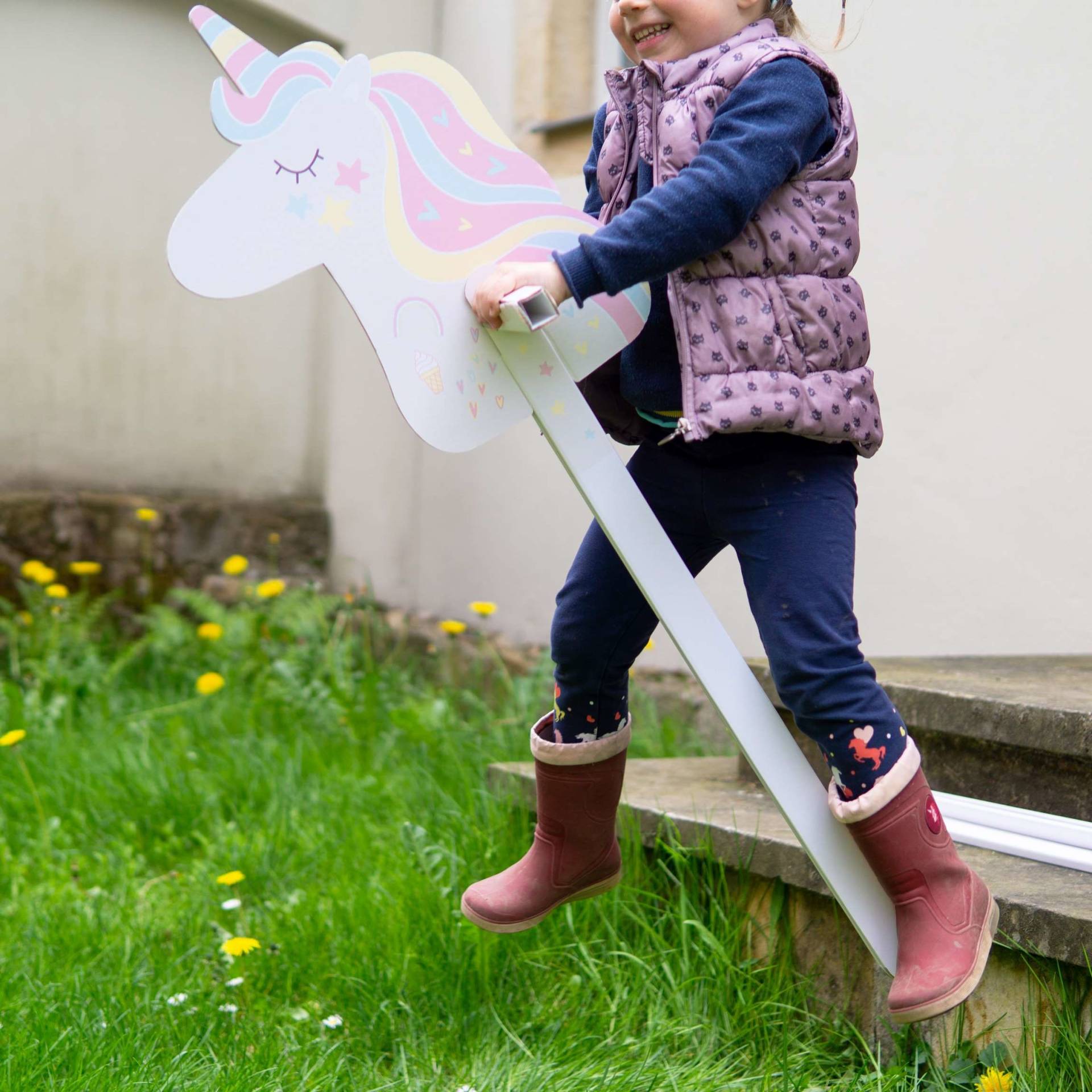 FOLDZILLA Steckenpferd Einhorn Regenbogen