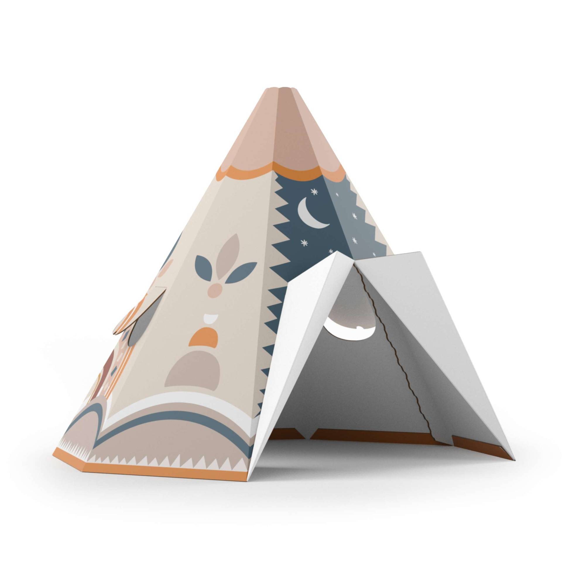 FOLDZILLA Tipi Pappe XXL Tipi Ethno Muster Blau