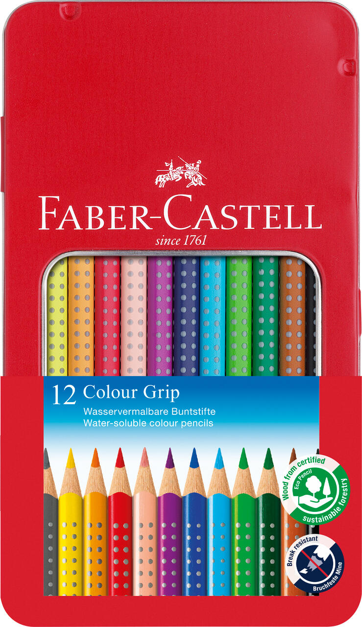 Faber-Castell - FABER-CASTELL Buntstift Colour GRIP 12er Metalletui Faber-Castell - FABER-CASTELL Buntstift Colour GRIP 12er Metalletui