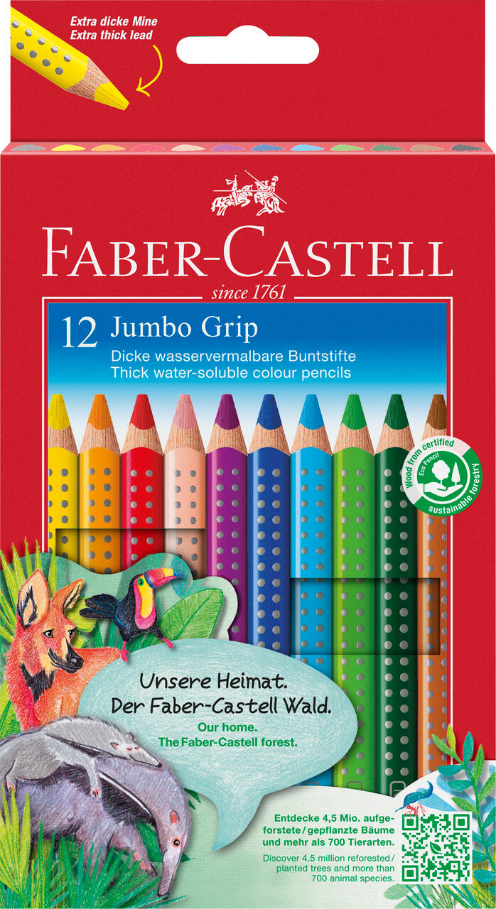 Faber-Castell - FABER-CASTELL Buntstift Jumbo GRIP 12er Kartonetui Faber-Castell - FABER-CASTELL Buntstift Jumbo GRIP 12er Kartonetui