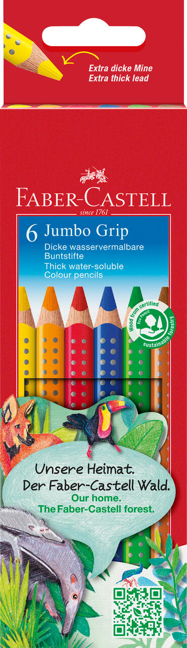 Faber-Castell - FABER-CASTELL Buntstift Jumbo GRIP 6er Kartounetui Faber-Castell - FABER-CASTELL Buntstift Jumbo GRIP 6er Kartounetui
