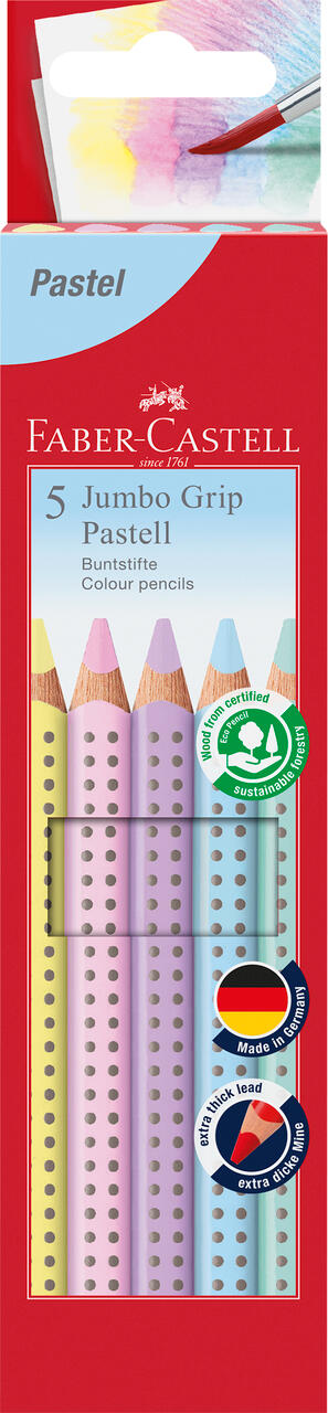 Faber-Castell - FABER-CASTELL Buntstift Jumbo GRIP Pastell 5er-Etui Faber-Castell - FABER-CASTELL Buntstift Jumbo GRIP Pastell 5er-Etui