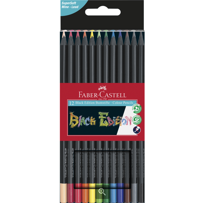 Faber-Castell - FABER-CASTELL Buntstifte Colour Pencils Black Edition 12er Faber-Castell - FABER-CASTELL Buntstifte Colour Pencils Black Edition 12er