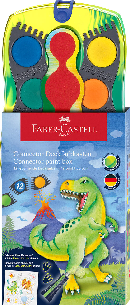 Faber-Castell - FABER-CASTELL Connector Farbkasten 12 Farben Dino Faber-Castell - FABER-CASTELL Connector Farbkasten 12 Farben Dino