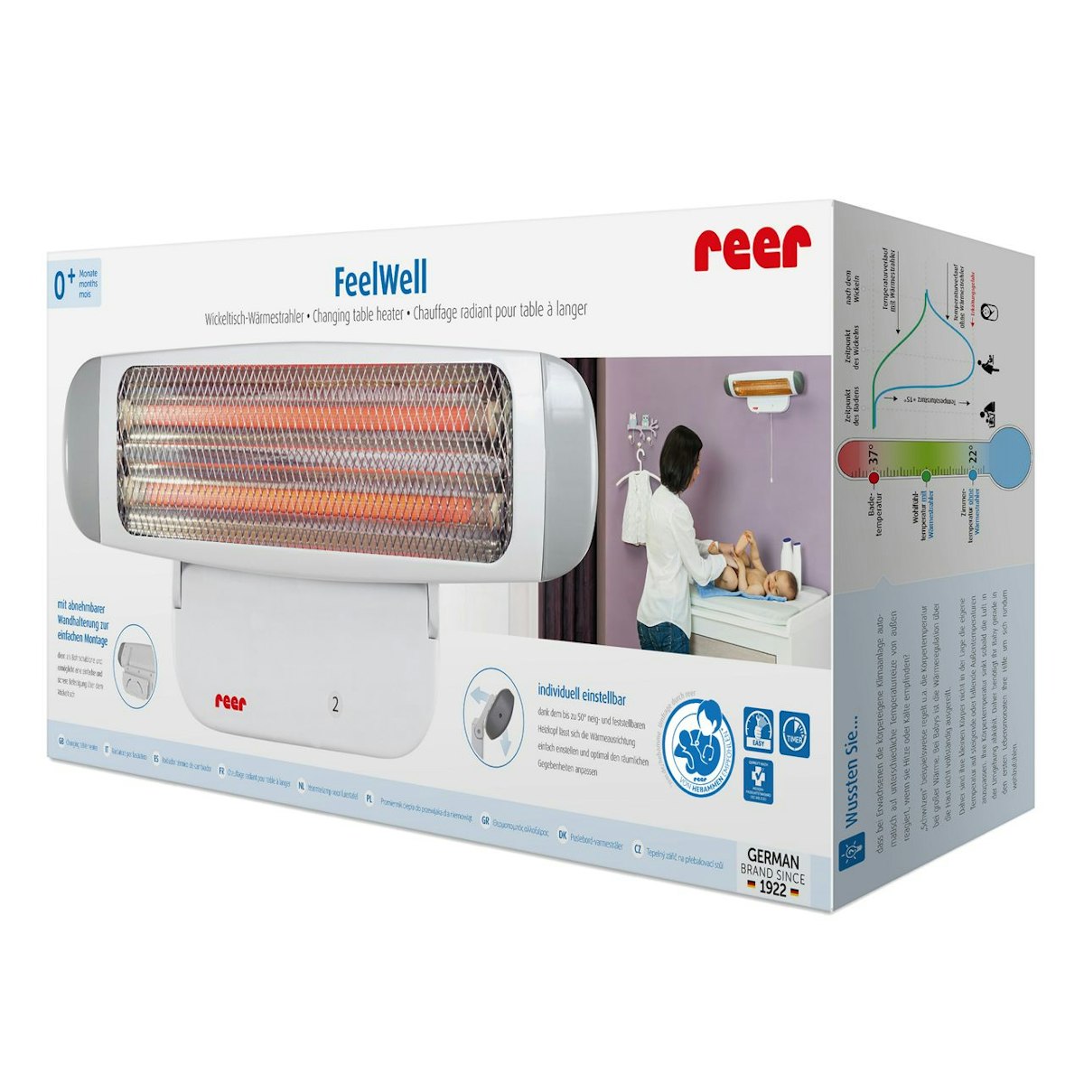 Feel Well Wickeltisch Heizstrahler zur Wandmontage Feel Well Wickeltisch Heizstrahler zur Wandmontage
