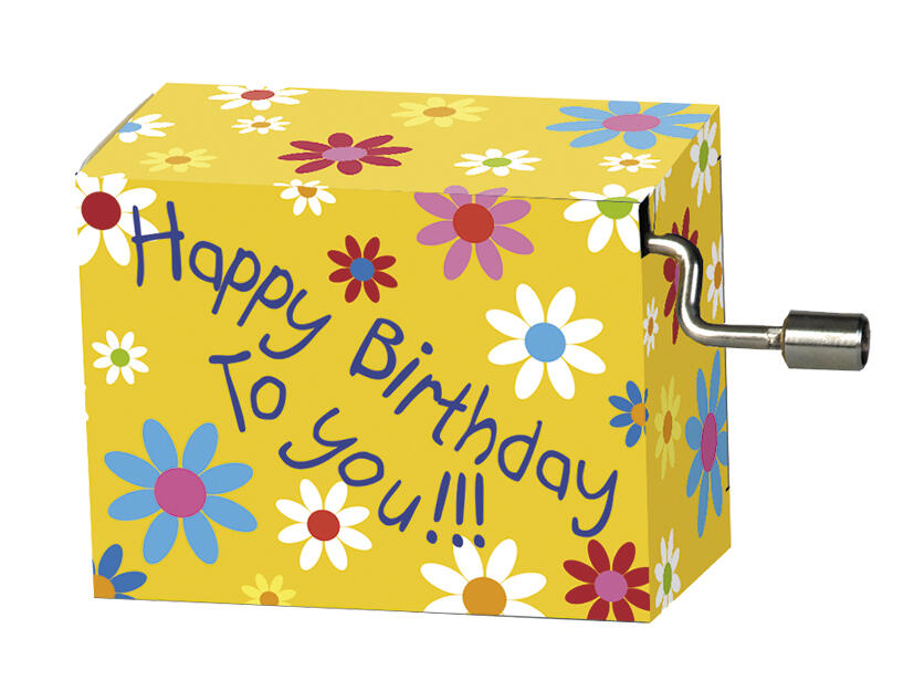 Fridolin - Spieluhr, Happy Birthday, mit Blüten Fridolin - Spieluhr, Happy Birthday, mit Blüten
