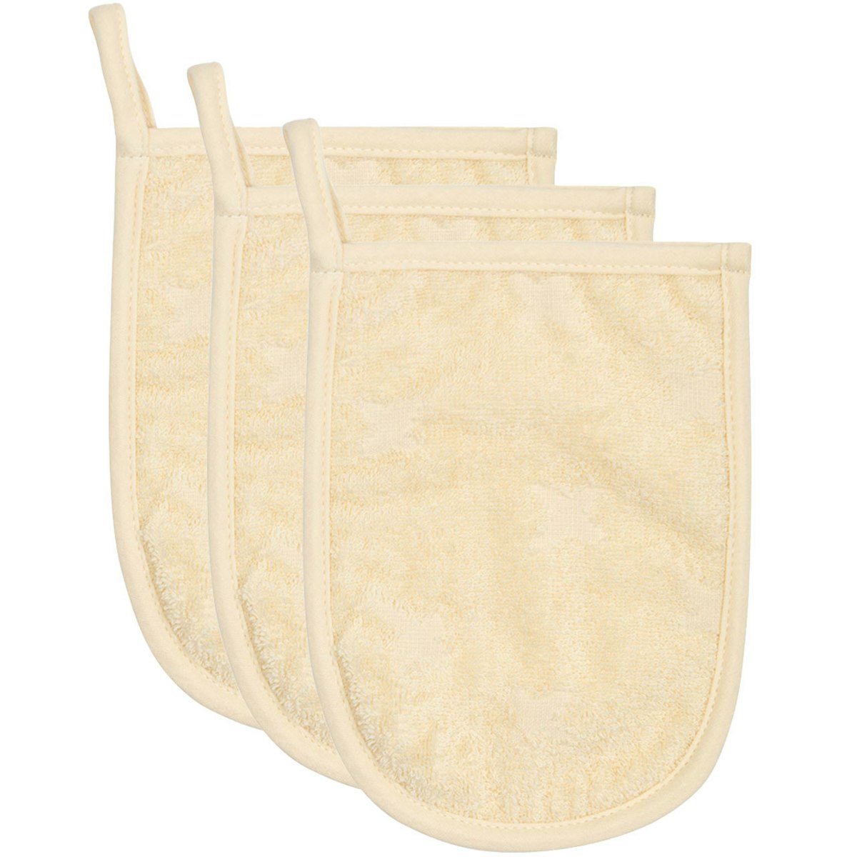 Frottee Waschhandschuh 3er-Pack cremeweiß Frottee Waschhandschuh 3er-Pack cremeweiß