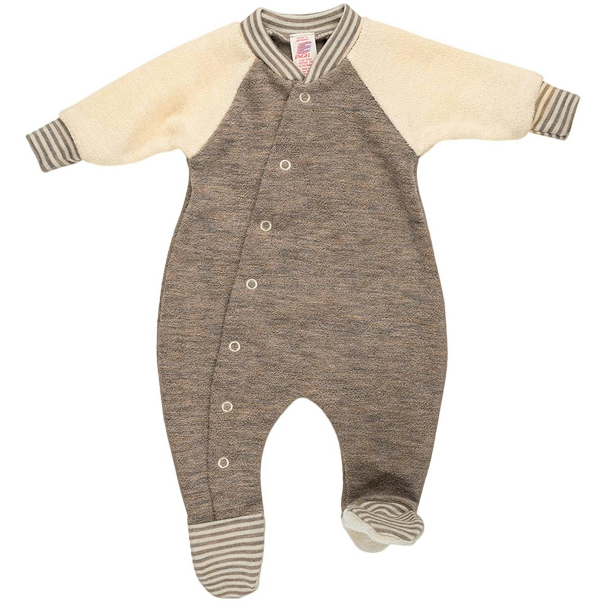 Frühchen Schlafanzug Woll Strampler braun-natur 56 Frühchen Schlafanzug Woll Strampler braun-natur 56