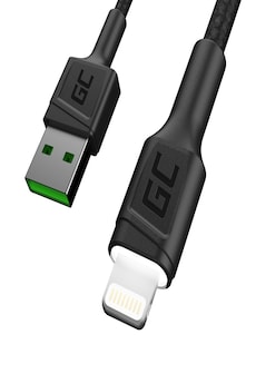 GC® Cable Green Cell GC Ray USB-A - Lightning White LED 120cm with support for Apple 2.4A fast charging