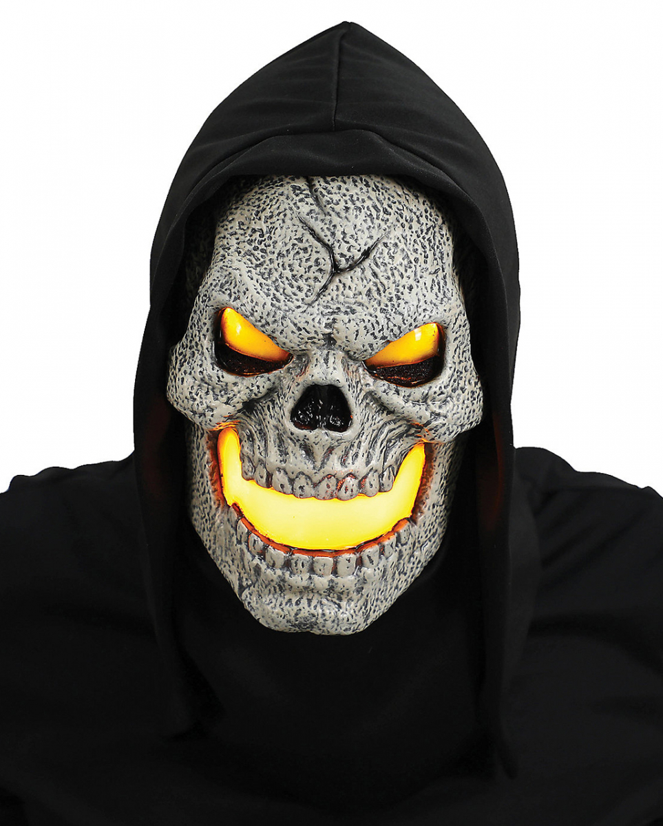 Gelbe Flammen Skull LED Maske Gelbe Flammen Skull LED Maske