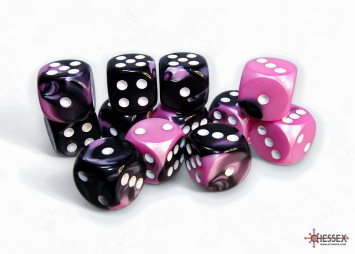 Gemini Black Pink/White 12x 16mm W6 Dice Set Würfel Dices W6 D6 Dices Gemini Black Pink/White 12x 16mm W6 Dice Set Würfel Dices W6 D6 Dices