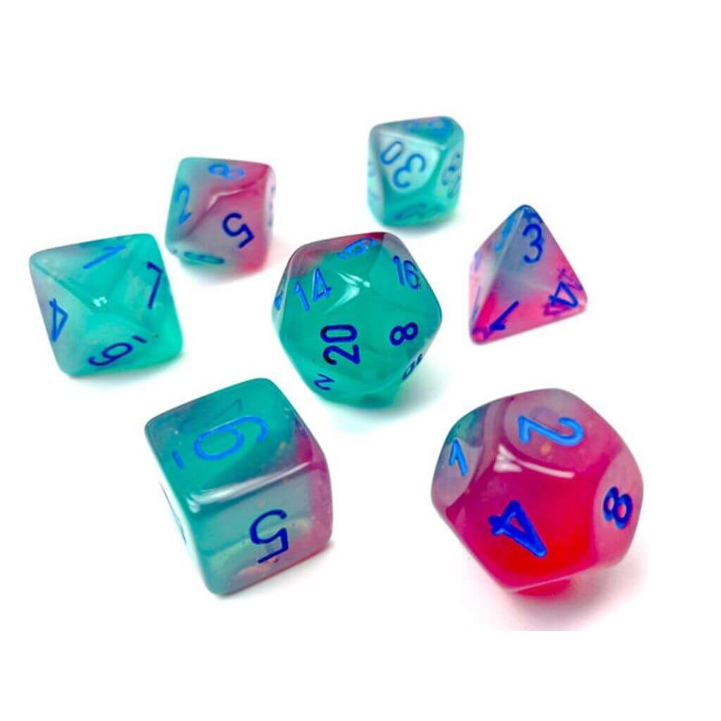 Gemini Gel Green-Pink Blue (7 Dice Set)