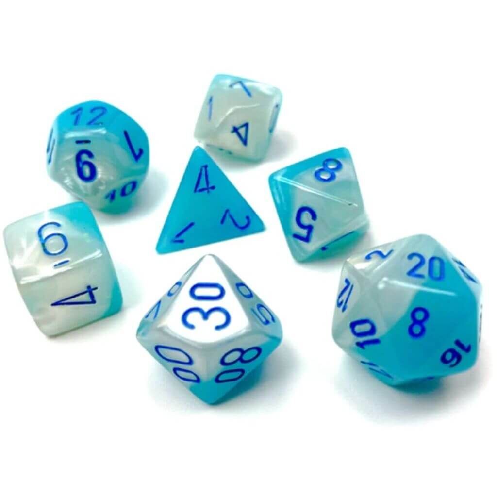 Gemini Pearl Turquoise-White Blue (7 Dice Set)