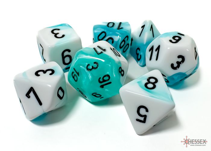 Gemini Teal White/Black RPG Dice Set Würfel Dices P&P Dices Chessex Gemini Teal White/Black RPG Dice Set Würfel Dices P&P Dices Chessex