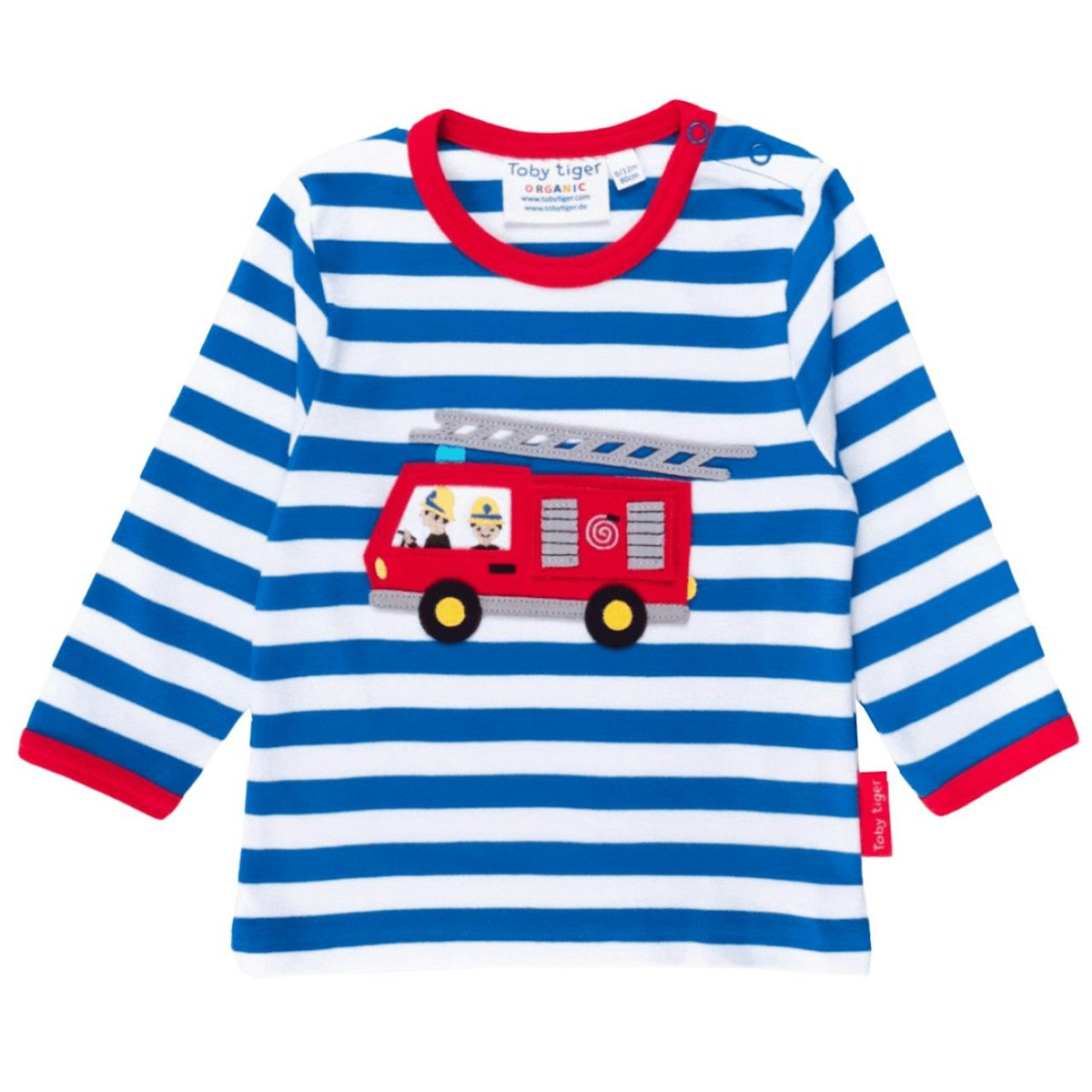 Gestreiftes Langarmshirt Feuerwehr-Applikation blau 98 Gestreiftes Langarmshirt Feuerwehr-Applikation blau 98