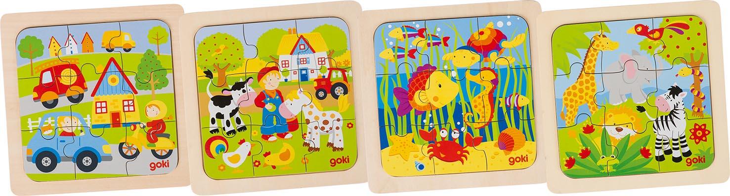 Goki - Einlegepuzzle Sort. Zoo, Bauernhof Goki - Einlegepuzzle Sort. Zoo, Bauernhof