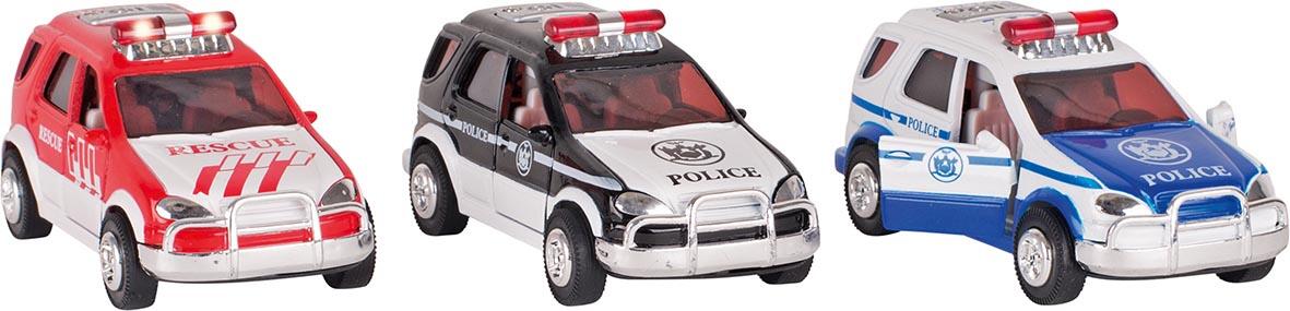 Goki - Polizei oder Feuerwehr mit Sound, Licht und Rückzugsmotor - 1 Stück - Spritzguß Goki - Polizei oder Feuerwehr mit Sound, Licht und Rückzugsmotor - 1 Stück - Spritzguß