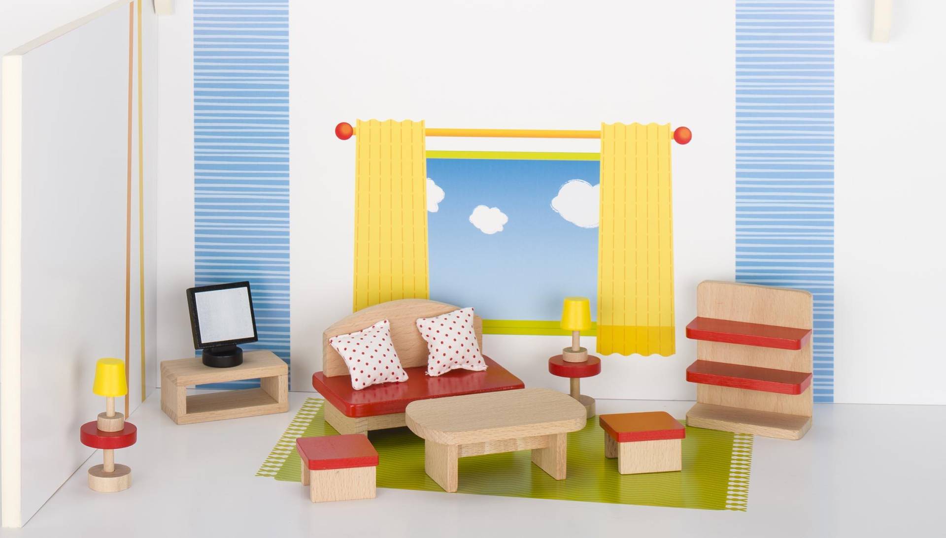 Goki - Puppenmöbel Wohnzimmer, goki basic. Goki - Puppenmöbel Wohnzimmer, goki basic.