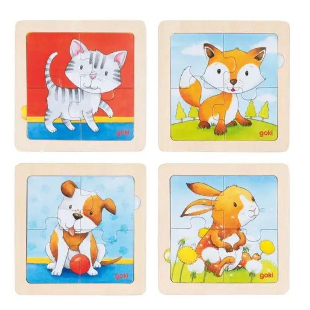 Goki - Rahmenpuzzle Holz 4 / Tierkinder / 1 Stück Goki - Rahmenpuzzle Holz 4 / Tierkinder / 1 Stück