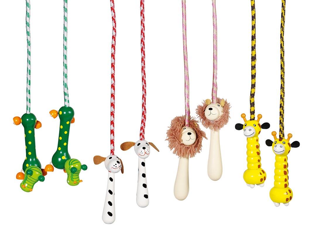 Goki - Springseil mit Holzgriffen Tiere Goki - Springseil mit Holzgriffen Tiere