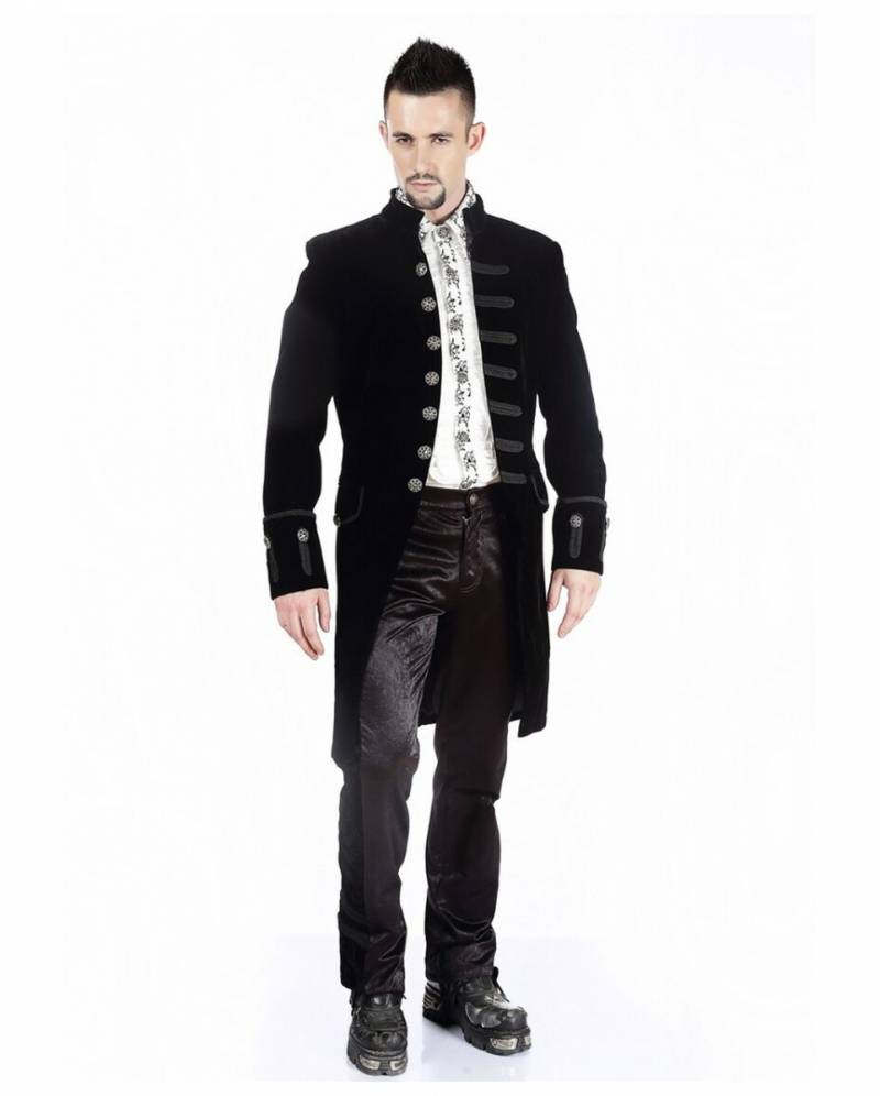 Gothic Aristokrat Herren Mantel Schwarzer Samt 2XL 58-60