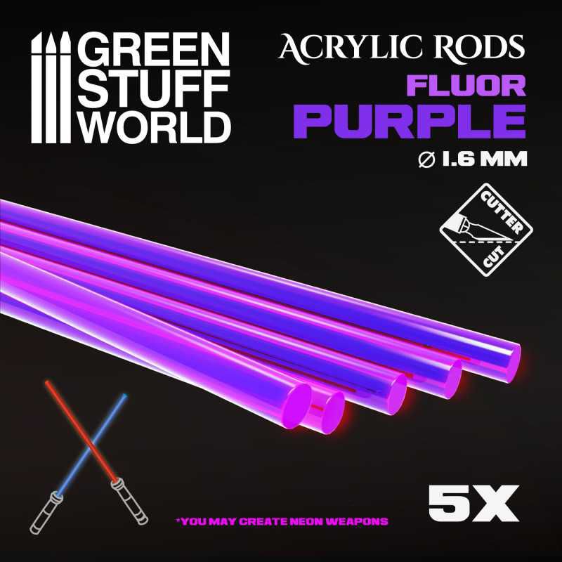 Green Stuff World Acryl Stäbe Fluor Violett 1,6mm rund Acrylic Rods round purple