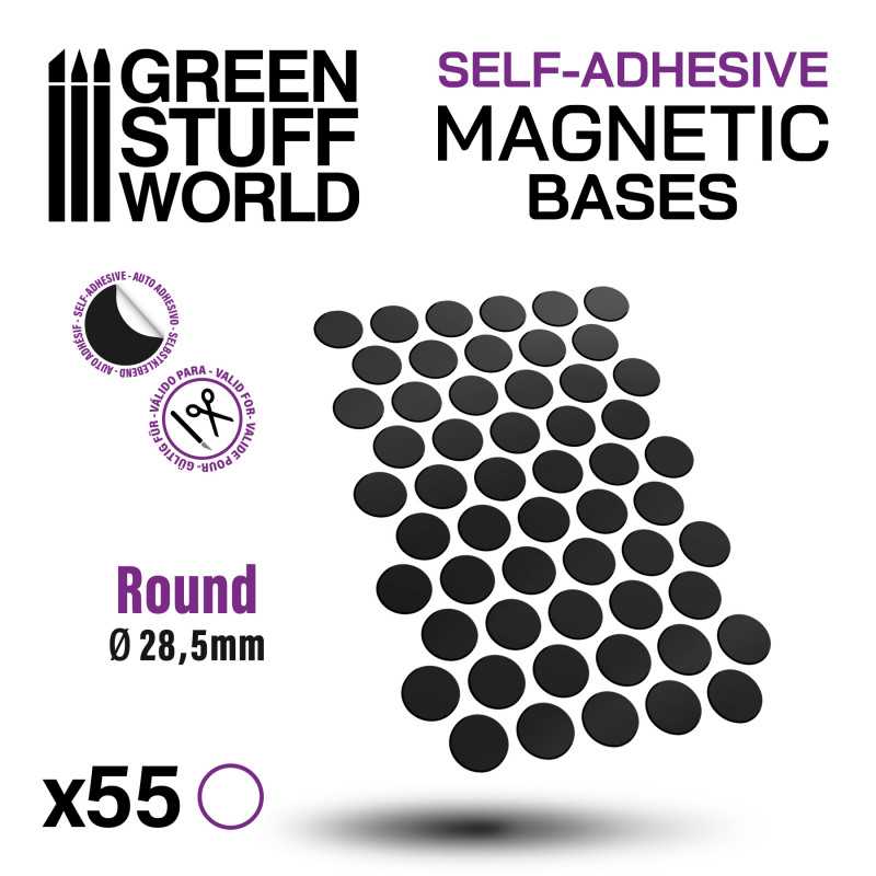 Green Stuff World Magnetbases Rund 28,5mm 55x selbstklebend Magnet Folie Sticker