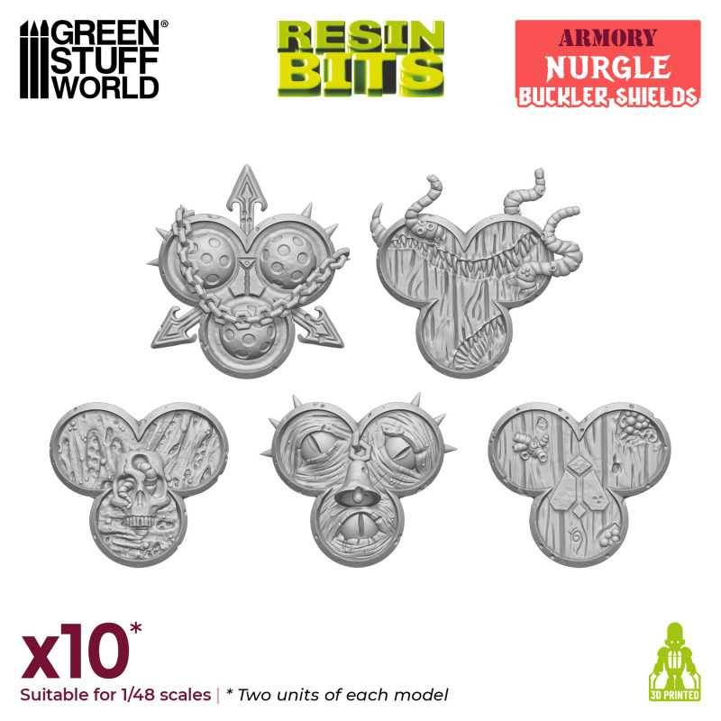 Green Stuff World Nurgle Buckler Schilde Set (10) 3D printed Chaos Shields